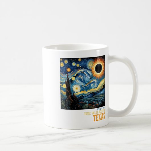 レトロ太陽のトータルEclipse 2024テキサス州男性へ女性 コーヒーマグカップ (右)