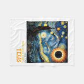 レトロ太陽のトータルEclipse 2024テキサス州男性へ女性 フリースブランケット (正面(横))