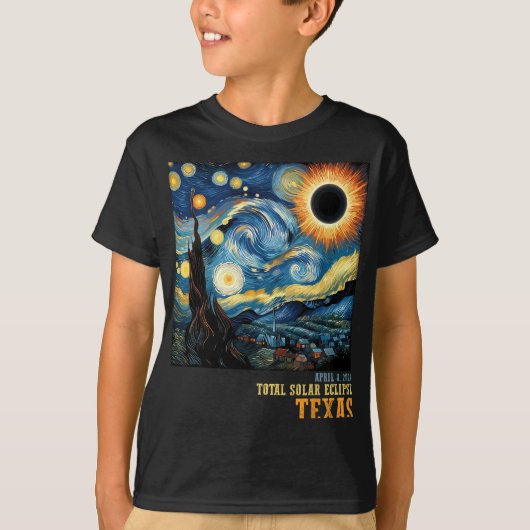 レトロ太陽のトータルEclipse 2024テキサス州男性へ女性 Tシャツ (正面)