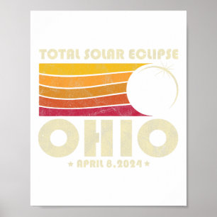 レトロ太陽のトータルEclipse 2024 Ohio Usa Totality ポスター