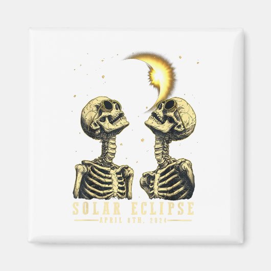レトロ太陽のトータルEclipse 2024 Skeleten男性へ Wo マグネット (正面)