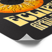 レトロ太陽の日食2024年4月8日 ポスター (角)