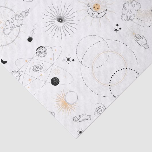 レトロ太陽の月の銀河系は手の星の円を公転する 薄葉紙 (詳細)