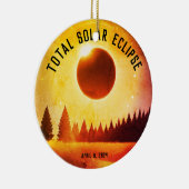 レトロ太陽の皆既食2024年4月8日 セラミックオーナメント (右)