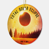 レトロ太陽の皆既食2024年4月8日 セラミックオーナメント (左)