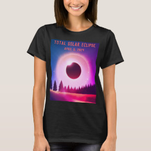 レトロ太陽の皆既食2024年4月8日 Tシャツ