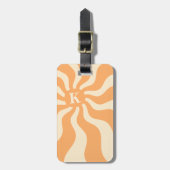 レトロ太陽光線モノグラムイニシャルgroovy ラゲッジタグ (正面縦)