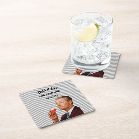 レトロ夫おもしろいことわざ スクエアペーパーコースター (インサイチュ)