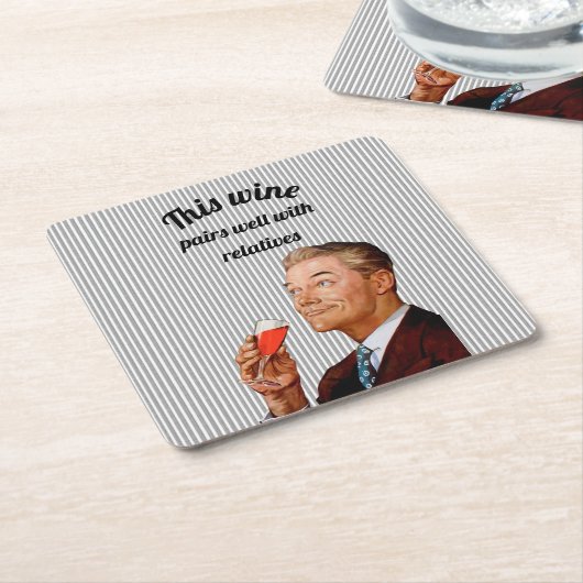 レトロ夫おもしろいことわざ スクエアペーパーコースター (アングル)