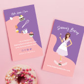 レトロ女かわいらし性甘いベーカリーサービスピンク 名刺