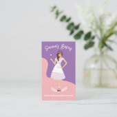 レトロ女かわいらし性甘いベーカリーサービスピンク 名刺 (スタンド正面)