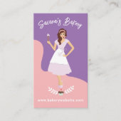 レトロ女かわいらし性甘いベーカリーサービスピンク 名刺 (正面)