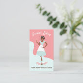 レトロ女かわいらし性甘いベーカリーサービスピンク 名刺 (スタンド正面)