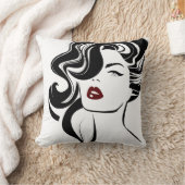 レトロ女の赤い唇 クッション (ブランケット)