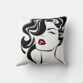 レトロ女の赤い唇 クッション (裏面)