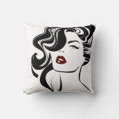 レトロ女の赤い唇 クッション (正面)