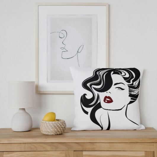 レトロ女の赤い唇 クッション