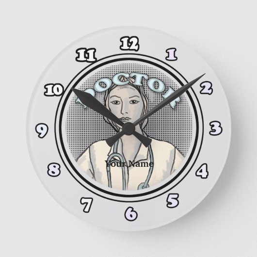 レトロ女医 ラウンド壁時計 (正面)