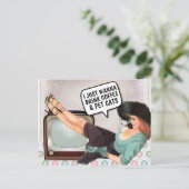 レトロ女子おもしろいコーヒー&キャッツはがき ポストカード (スタンド正面)