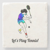 レトロ女子テニスストーンコースター ストーンコースター (正面)