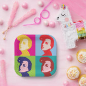 レトロ女子ポップ・アートの芸術 ペーパープレート (パーティー)