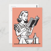 レトロ女性おもしろい料理1950年代 ポストカード (正面/裏面)