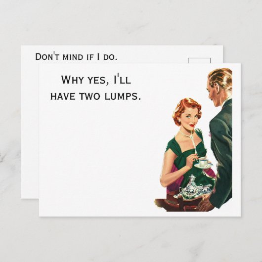 レトロ女性がコーヒーはがきを出される ポストカード (正面/裏面)