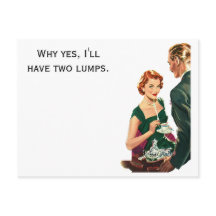 レトロ女性がコーヒーはがきを出される