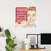 レトロ女性が標識を掲げる ポスター (ホームオフィス)