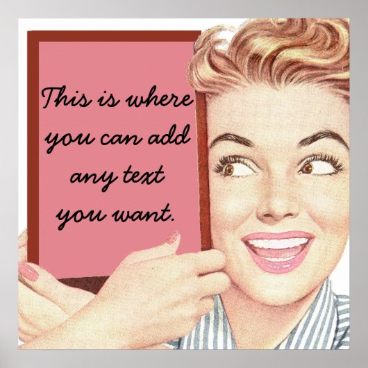 レトロ女性が標識を掲げる ポスター (正面)