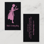 レトロ女性と料理本料理ブログ 名刺 (正面/裏面)