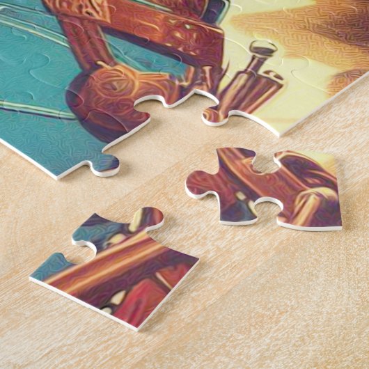 レトロ女性のカーボーイのピンアップ ジグソーパズル (側面)