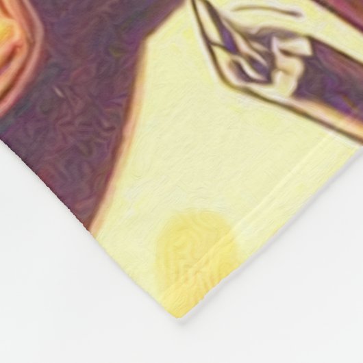 レトロ女性のカーボーイのピンアップ フリースブランケット (角)