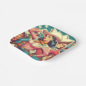 レトロ女性のカーボーイのピンアップ ペーパープレート (傾斜あり)