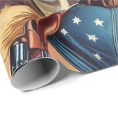 レトロ女性のカーボーイのピンアップ ラッピングペーパー (ロールコーナー)