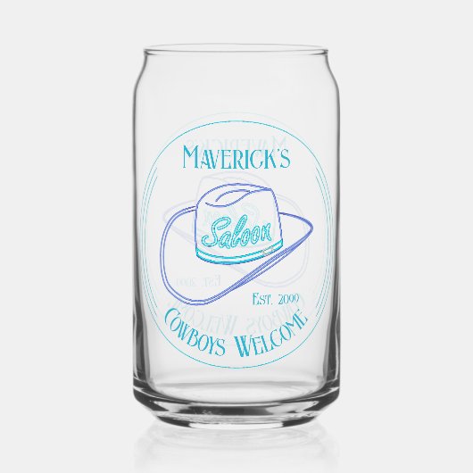 レトロ女性のカーボーイサロンカンビール飲み物用品 ガラス缶 (正面)