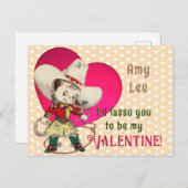 レトロ女性のカーボーイバレンタインホリデーハガキ シーズンポストカード (正面/裏面)