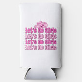 レトロ女性のカーボーイピンクブライドセルツァークーラーボックス スリム缶クーラー (正面)