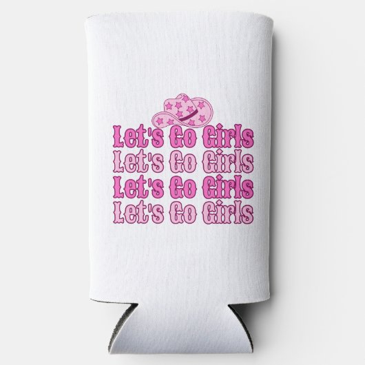 レトロ女性のカーボーイピンクブライドセルツァークーラーボックス スリム缶クーラー (正面)