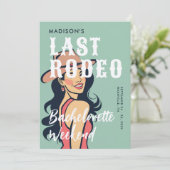レトロ女性のカーボーイラストロデオグラムピンクバチェロレッテ 招待状 (スタンド正面)