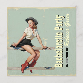 レトロ女性のカーボーイ西部の国バチェロレッテ 招待状