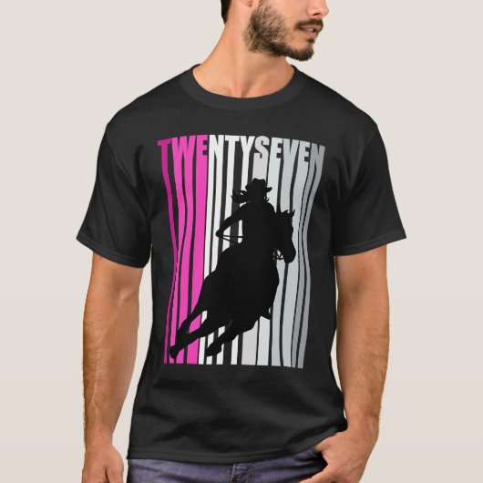 レトロ女性のカーボーイ誕生日27thロデオホースクイーンバー tシャツ (正面)