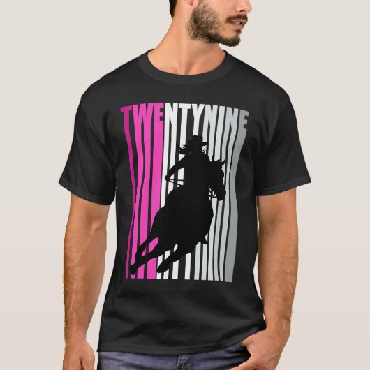 レトロ女性のカーボーイ誕生日29thロデオホースクイーンバー tシャツ (正面)