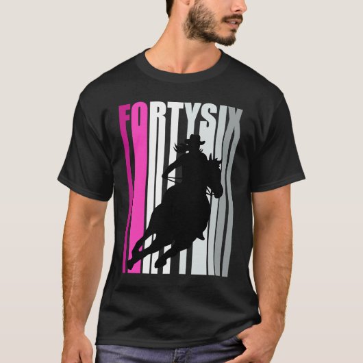 レトロ女性のカーボーイ誕生日46thロデオホースクイーンバー tシャツ (正面)