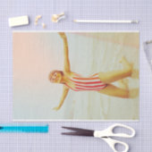 レトロ女性のビーチヴィンテージ写真の切り離し 薄葉紙 (クラフト)