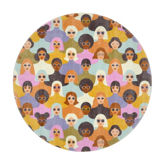 レトロ女性の世界のパターン カッティングボード (正面)