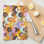 レトロ女性の世界のパターン キッチンタオル (四つ折り)