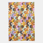 レトロ女性の世界のパターン キッチンタオル (縦)