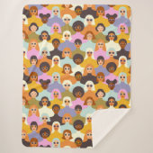 レトロ女性の世界のパターン シェルパブランケット (正面)