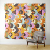 レトロ女性の世界のパターン タペストリー (インサイチュ(横))